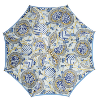 Luxury Italian light blue umbrella – closed folded view