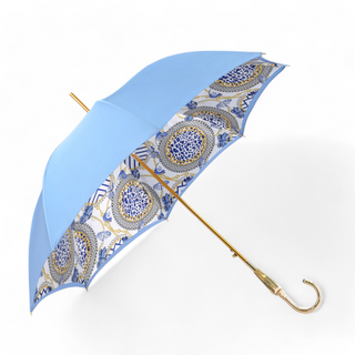 Light blue umbrella – gold handle close-up detail