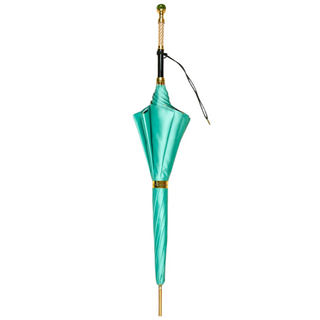 Women's luxury leopard umbrella 24K gold green crystal side