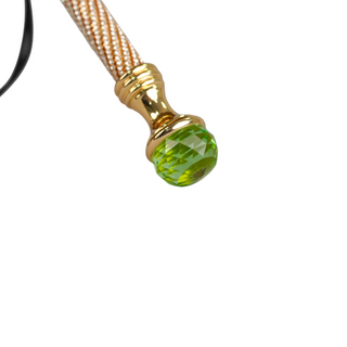 Luxury leopard women's umbrella 24K gold green crystal handle
