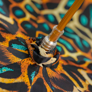 Handmade luxury leopard umbrella 24K gold green crystal open