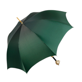 Green luxury umbrella – gold handle side profile