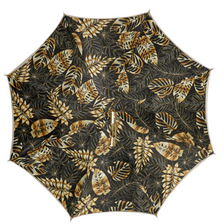 Handmade satin umbrella – golden bamboo closed view