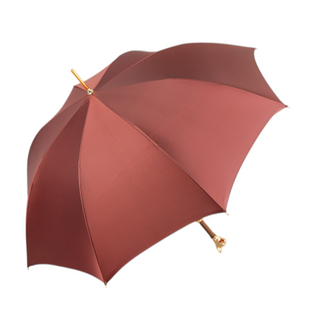 Women's red satin luxury umbrella gold chihuahua handle top