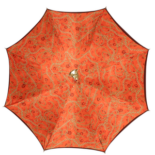 Exclusive red satin umbrella gold chihuahua handle