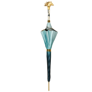 Luxury light blue umbrella – horse head handle open canopy