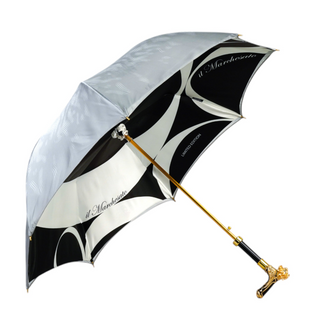 Women's luxury lion handle umbrella satin 24K gold side