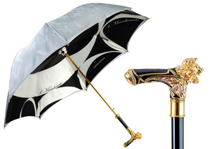 Luxury lion handle umbrella limited edition satin 24K gold front