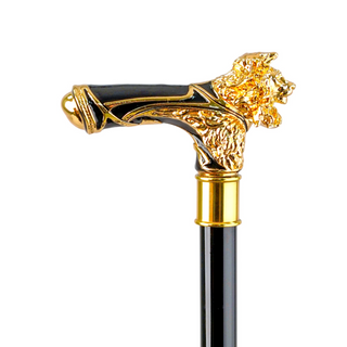 Handcrafted luxury lion handle umbrella satin 24K gold handle