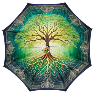 Tree of Life umbrella – 24K gold handle lifestyle view