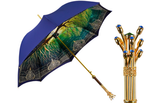 Tree of Life Italian luxury umbrella – 24K gold handle front