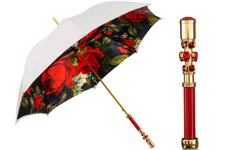 Royal Rose Italian luxury umbrella – gold plated handle full view