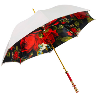 Royal Rose umbrella – open satin canopy view