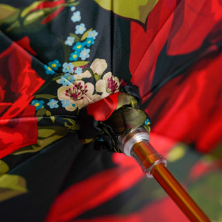 Rose design umbrella – gold plated handle close-up