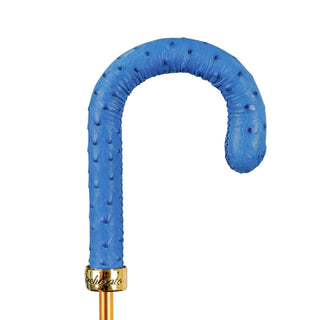 Luxury peacock umbrella blue leather handle automatic view