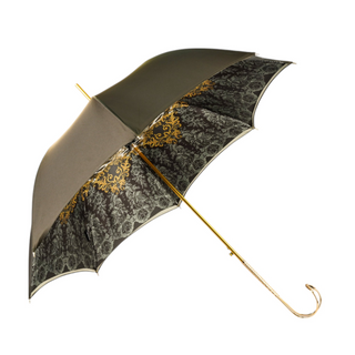 Women's baroque umbrella satin gold plated handle side view