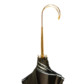 Handmade baroque umbrella satin gold plated handle open canopy