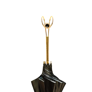 Luxury baroque umbrella design satin gold plated handle detail