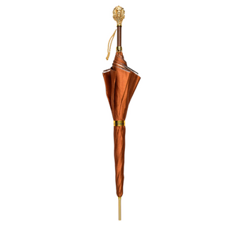 Elegant luxury women's umbrella gold plated silk handle close-up