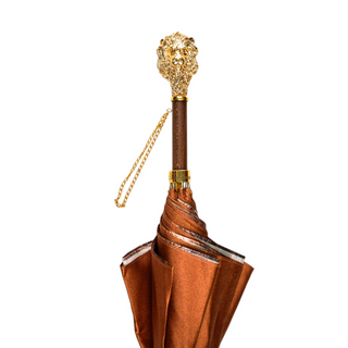 Handcrafted luxury women's umbrella gold plated handle open