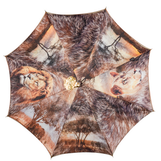 Luxury handcrafted women's umbrella gold plated silk canopy