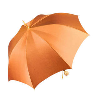 Exclusive luxury women's umbrella gold plated handle silk
