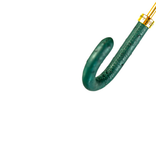 Handmade Italian ivory umbrella – green ostrich lifestyle view
