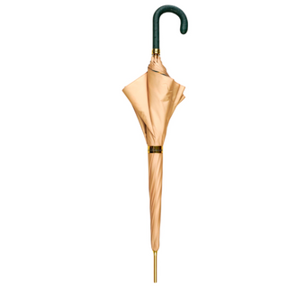 Luxury ivory umbrella – green ostrich handle open canopy