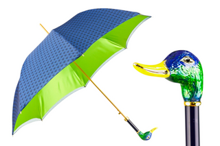 Luxury Italian umbrella hand-enameled silk satin 24K gold front