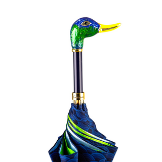 Luxury Italian umbrella hand-enameled silk satin 24K gold detail