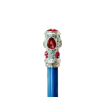 Handcrafted silver plated umbrella crystal satin handle open