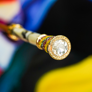 Women's gold plated luxury umbrella handcrafted crystal top