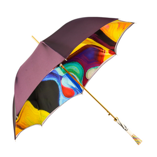 Women's gold plated umbrella handcrafted crystal satin side