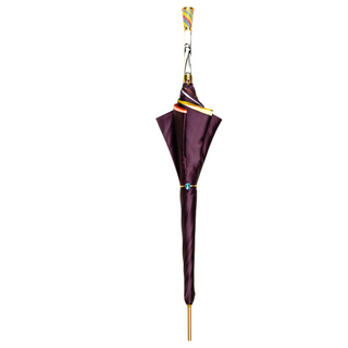 Elegant gold plated umbrella Italian luxury crystal satin