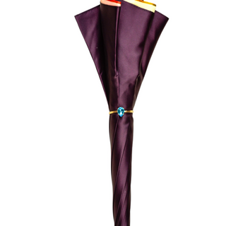 Luxury Italian gold plated umbrella crystal satin canopy view