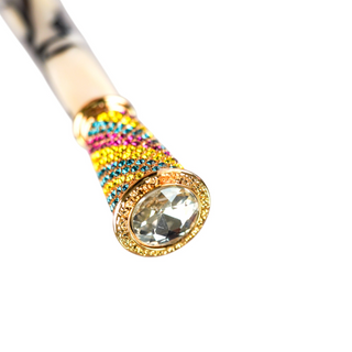 Handcrafted gold plated umbrella luxury crystal satin open