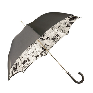 Women's unique Italian umbrella handmade leather handle side