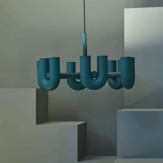 Pipe chandelier modern LED fixture for living room dining