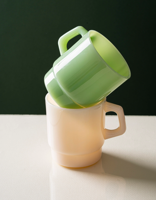 Artist Milk Glass Mugs