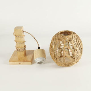 Wooden Rattan Wall Lamp – Indoor Wall Sconce with Natural Wood Lighting & Easy Install