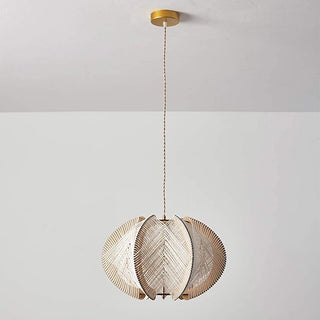 Nordic Wooden Pendant Light – Scandinavian Pendant Lamp with LED Cord Suspension