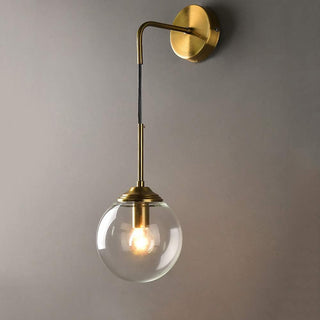 Metal Wall Sconce – Glass Globe Light with Electroplated Iron Arm | Bedroom & Living Room Lamp
