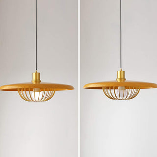 Wrought Iron Pendant Light – Hollow Iron Lamp Shade With Wood & Metal Lighting