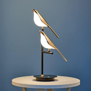 Gold bird touch lamp wide — modern alloy warm