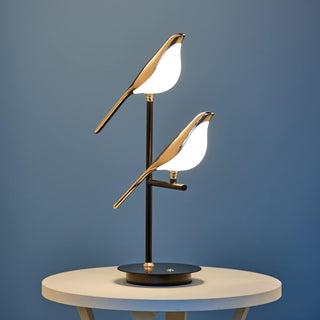 Gold bird table lamp setting — modern alloy wide