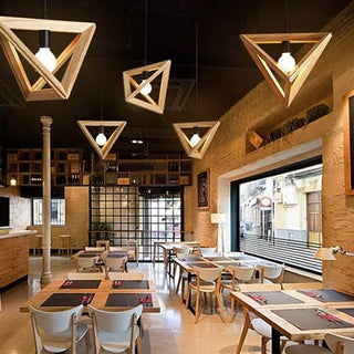Wooden Pendant Light – Pyramidal Pendant Lamp | Warm Ambient Lighting For Living Room