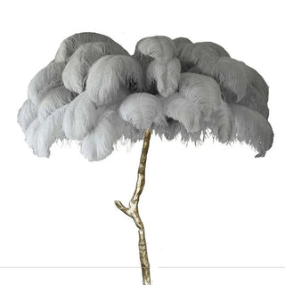 Feather floor lamp side — luxury resin maple leaf