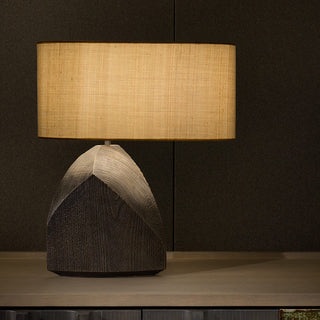 Modern table lamp dark wood base — elegant natural design