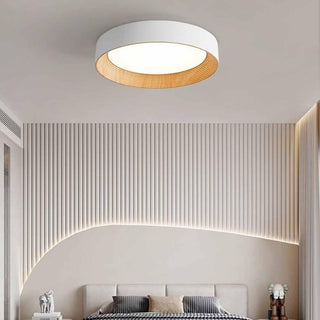 Flat panel metal ceiling lamp close-up, modern LED design