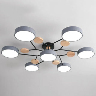 Iron acrylic semi flush LED chandelier ceiling close-up